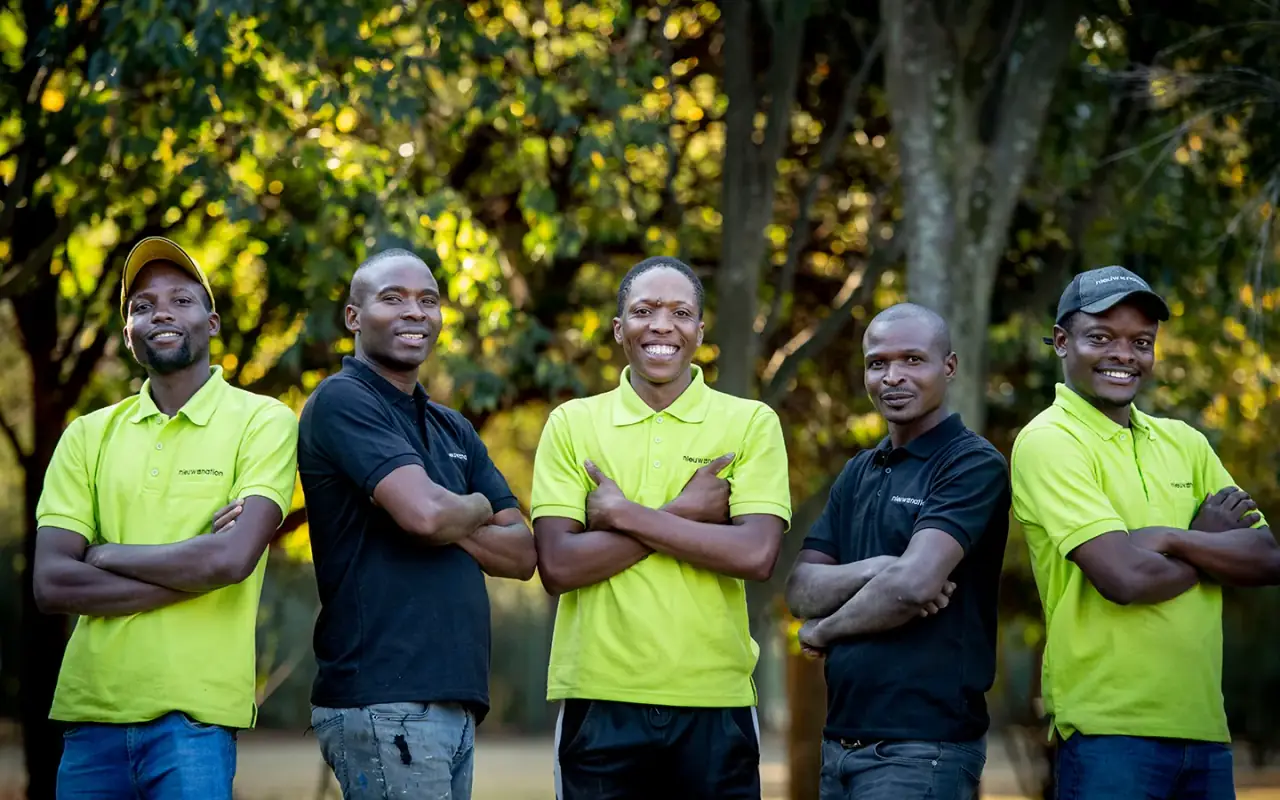 The Nieuwnation Events build and operations crew in branded lime shirts